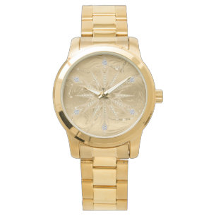 Luxury Gold Glitzer Snowflake Diamond Men's Armbanduhr