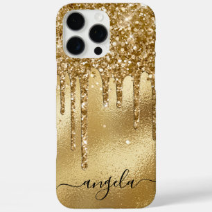 Luxury Gold Glitzer Tropfen Glam Signature iPhone 16 Pro Max Hülle
