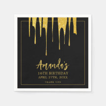Luxury Gold Glitzer Tropfen Sweet 16 Geburtstag