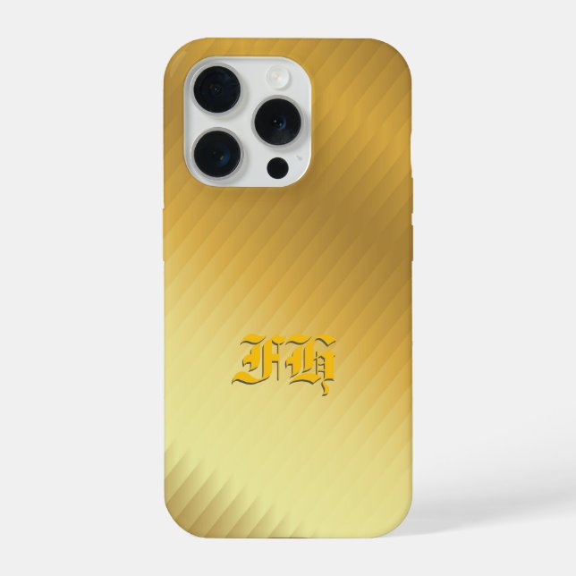 Luxury Gold Gradient Pattern Monogram Gothic Initi iPhone Hülle (Rückseite)