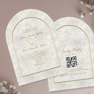 Luxury Gold Hochzeit Einladung mit QR Code