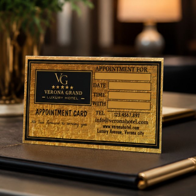 Luxury Gold Hotel Appointment Card  Terminkarte (Von Creator hochgeladen)