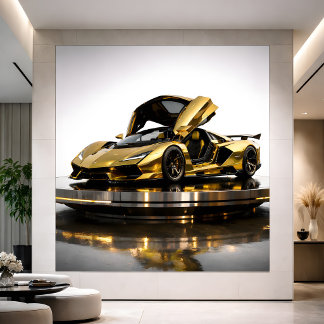 Luxury Gold Hypercar Futuristic Supercar Artwork Karte