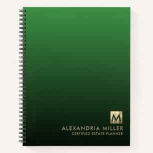 Luxury Gold Initial Logo Emerald Green Notizbuch