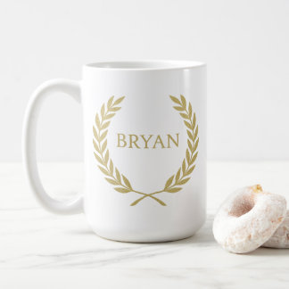 Luxury Gold Laurel Wreath Monogram Kaffeetasse