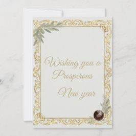 Luxury Gold Leaf & Pine Elegant New Year Greeting Einladung