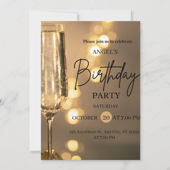 Luxury Gold Lights Birthday Invitation Dankeskarte (Vorderseite)