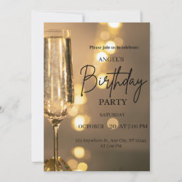 Luxury Gold Lights Birthday Invitation Einladung
