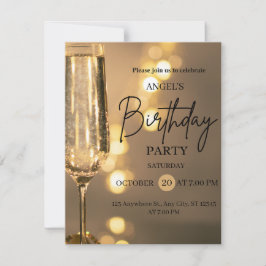 Luxury Gold Lights Birthday Invitation Karte