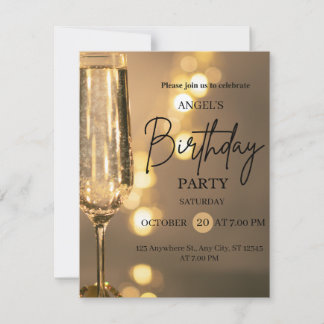Luxury Gold Lights Birthday Invitation Karte