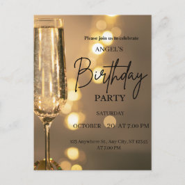 Luxury Gold Lights Birthday Invitation Postkarte