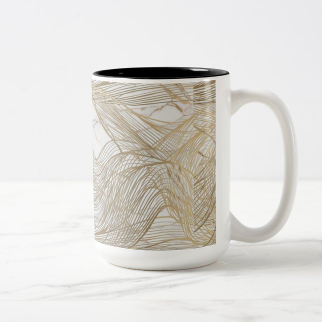 Luxury Gold Line Abstrakte Tasse - Elegant Modern  (Rechts)