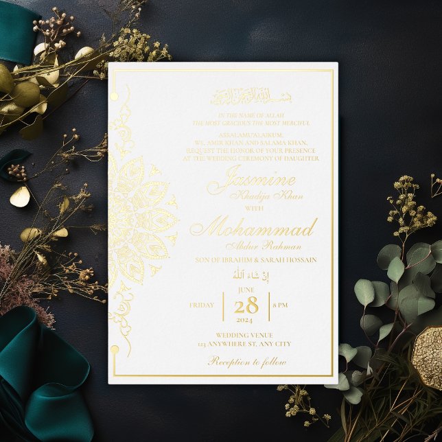 Luxury Gold Mandala Muslim Wedding Nikah Folieneinladung (Von Creator hochgeladen)