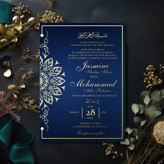 Luxury Gold Mandala Muslim Wedding Nikah Folieneinladung (Von Creator hochgeladen)