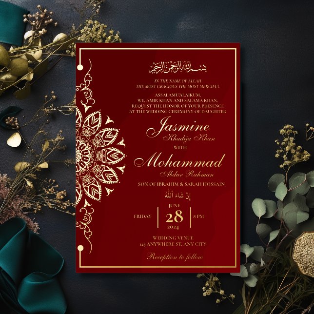 Luxury Gold Mandala Muslim Wedding Nikah Folieneinladung (Von Creator hochgeladen)