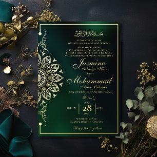 Luxury Gold Mandala Muslim Wedding Nikah Folieneinladung