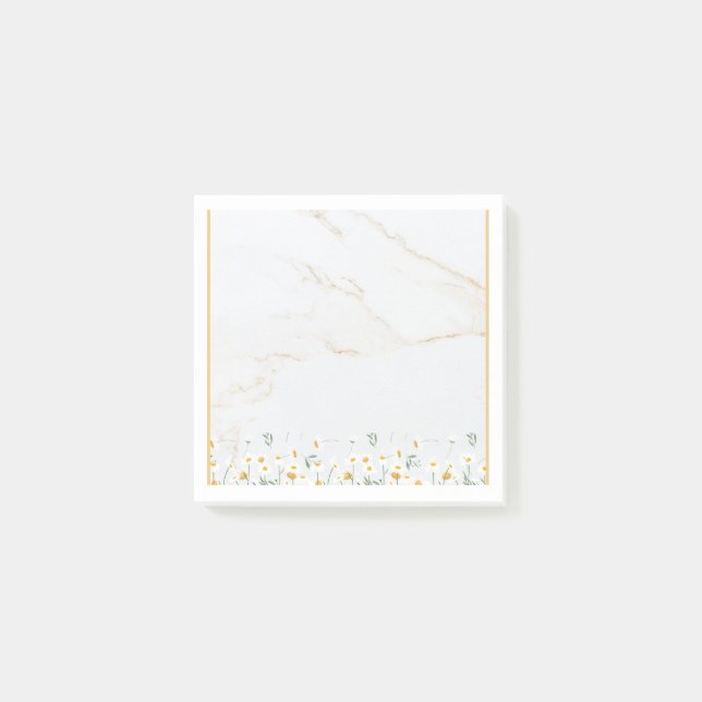 Luxury Gold Marble Daisy Post-it Notes Block Klebezettel (Vorderseite)
