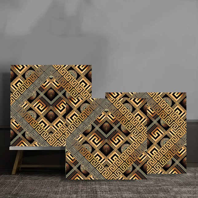Luxury Gold Meander Geometric Fliese (Von Creator hochgeladen)