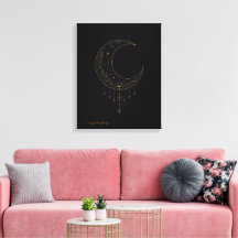Luxury Gold Minimalist Moon Canvas Art
