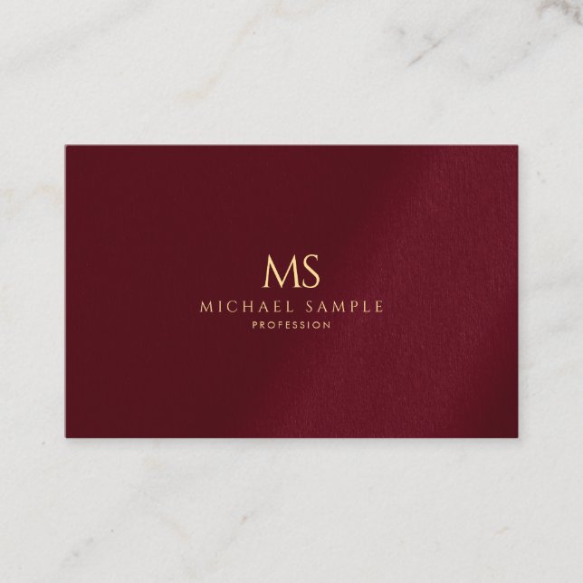 Luxury Gold Monogram Bordeaux Elegant Template Visitenkarte (Vorderseite)