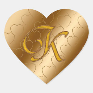 Luxury Gold Monogram K Herz-Aufkleber