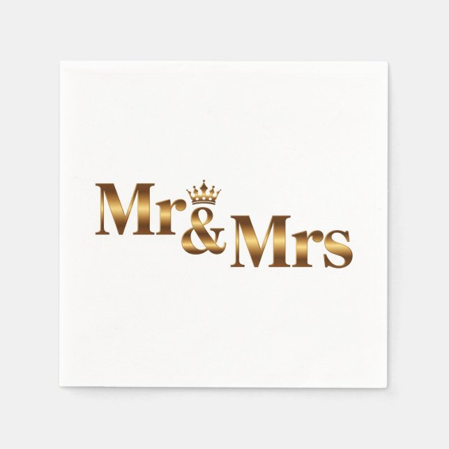 Luxury Gold Mr. & Mrs. Wedding Sign | Elegant Brid Serviette (Vorderseite)