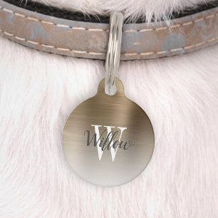 Luxury Gold Ombre Brushed Metal Monogram Haustiermarke