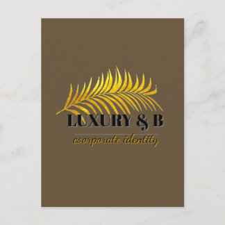 Luxury Gold Palm Leaf Elegant Tropical Glam Black  Postkarte