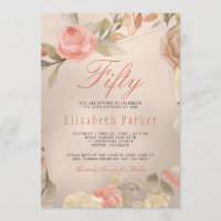 Luxury Gold Peach Coral Floral 50. Geburtstagspart