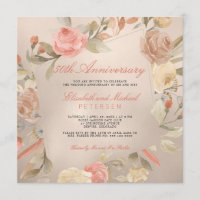 Luxury Gold Peach Coral Floral Hochzeit Jahrestag