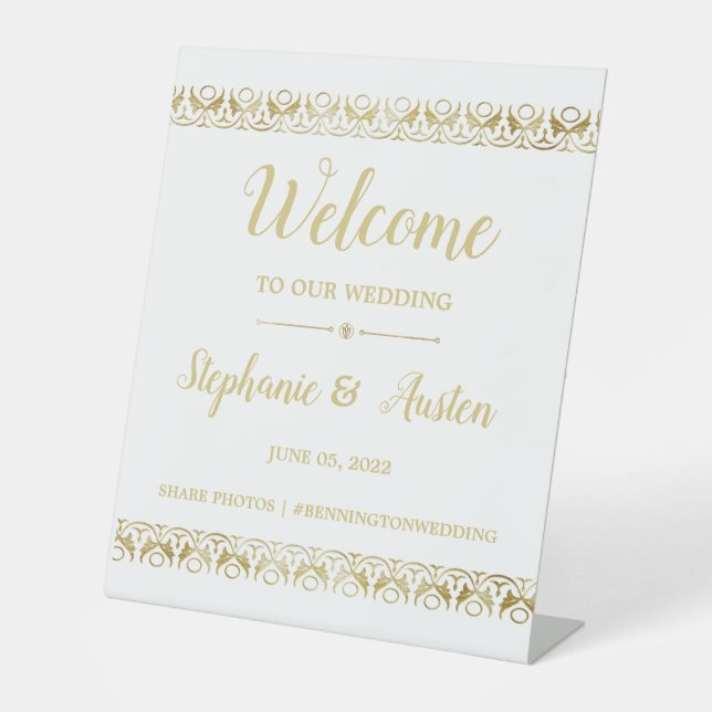 Luxury Gold Pedestal Sign Sockelschild (Vorderseite)