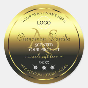 Luxury Gold Product Labels Jewels Monogram Logo Runder Aufkleber