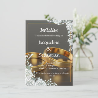 Luxury Gold Rings Wedding Invitation Einladung