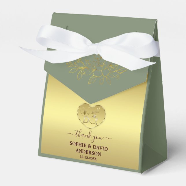 Luxury Gold Sage Green Wedding Anniversary  Geschenkschachtel (Vorderseite)
