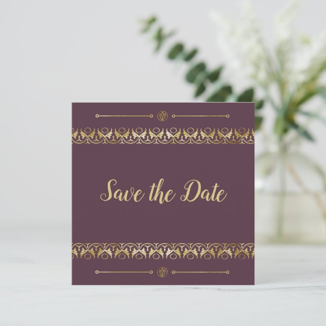 Luxury Gold Save the Date Einladung (Stehend Vorderseite)