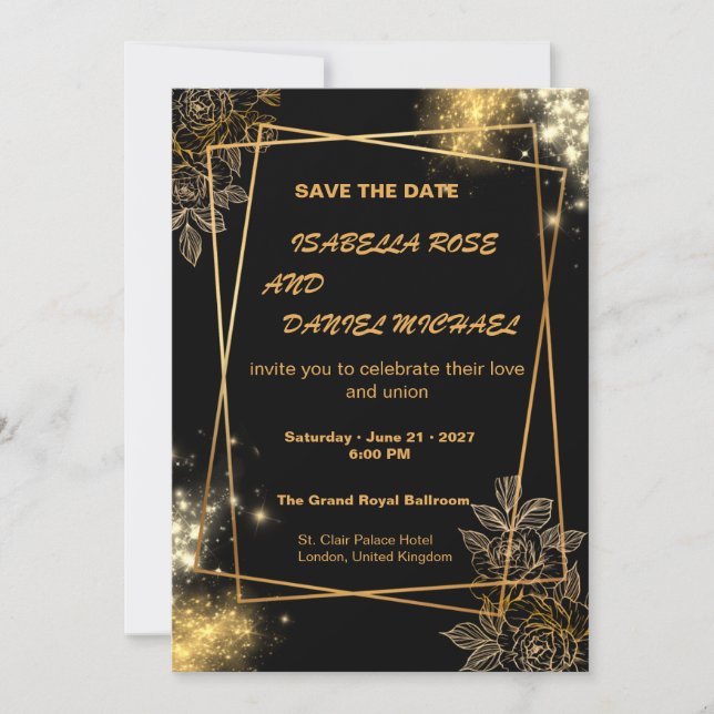 Luxury Gold Save the Date Wedding Card (Vorderseite)