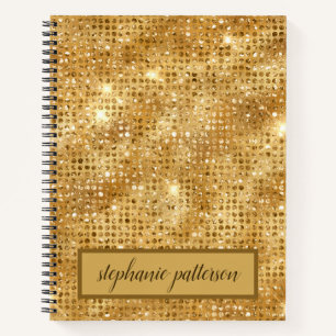 Luxury Gold Shimmering Sequins Individuelle Name Notizbuch