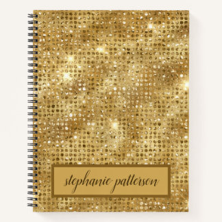 Luxury Gold Shimmering Sequins Individuelle Name Notizbuch