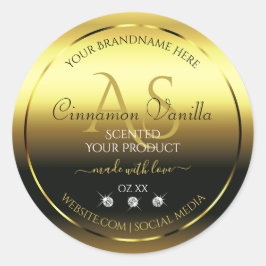 Luxury Gold Shimmery Product Label Juwelen Monogra Runder Aufkleber