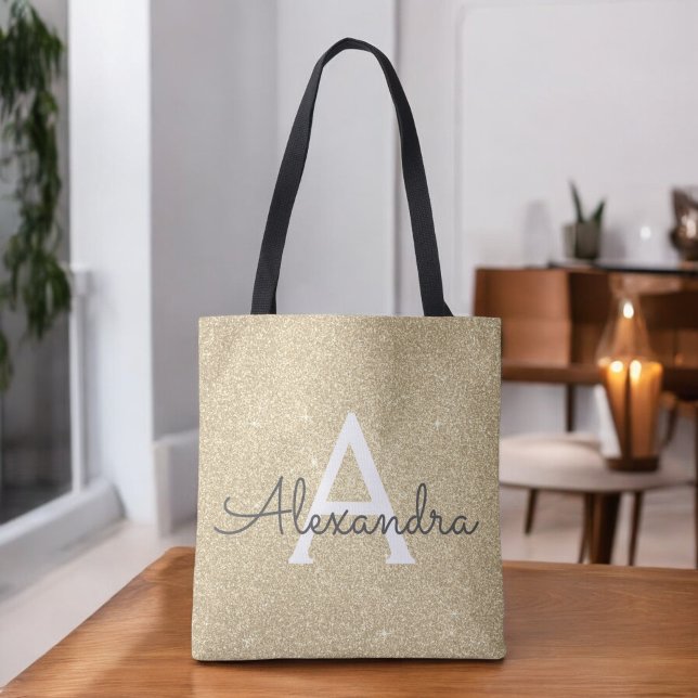 Luxury Gold Sparkle Elegante Monogram Book Bag (Von Creator hochgeladen)