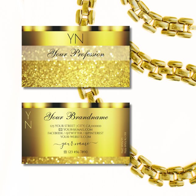 Luxury Gold Sparkling Glitzer Monogram glamourös Visitenkarte (Von Creator hochgeladen)