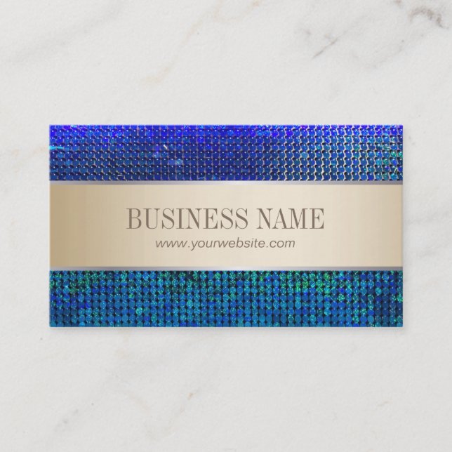 Luxury Gold Stripe Aquamarin Blue Glitzer Hintergr Visitenkarte (Vorderseite)