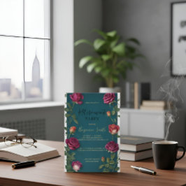 Luxury Gold Text Dark Turquoise Rose Retirement In Einladung