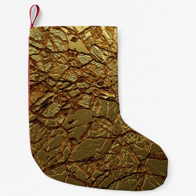 Luxury Gold Texture: 3D Elegance Kleiner Weihnachtsstrumpf (Vorderseite)