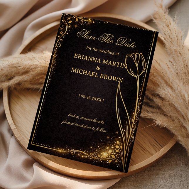 Luxury Gold Tulip Sparkle Save The Date (Von Creator hochgeladen)