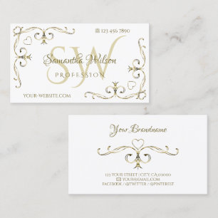 Luxury Gold Verziert Corners auf Schlichten White  Visitenkarte