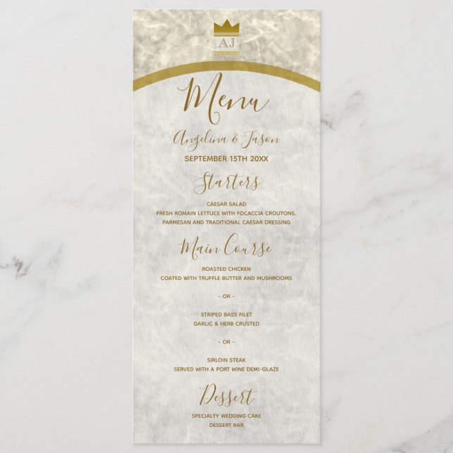 Luxury Gold Wedding Menükarte (Vorderseite)