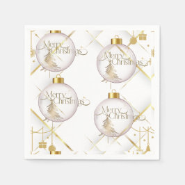 Luxury Gold & White Christmas Bauble Serviette