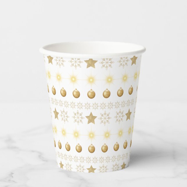 Luxury Gold & White Christmas Pappbecher (Vorderseite)