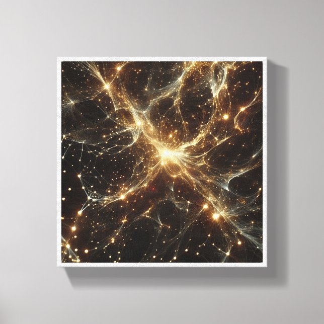 Luxury Golden Cosmic Network - Abstract Galaxy Neu Leinwanddruck (Vorderseite)